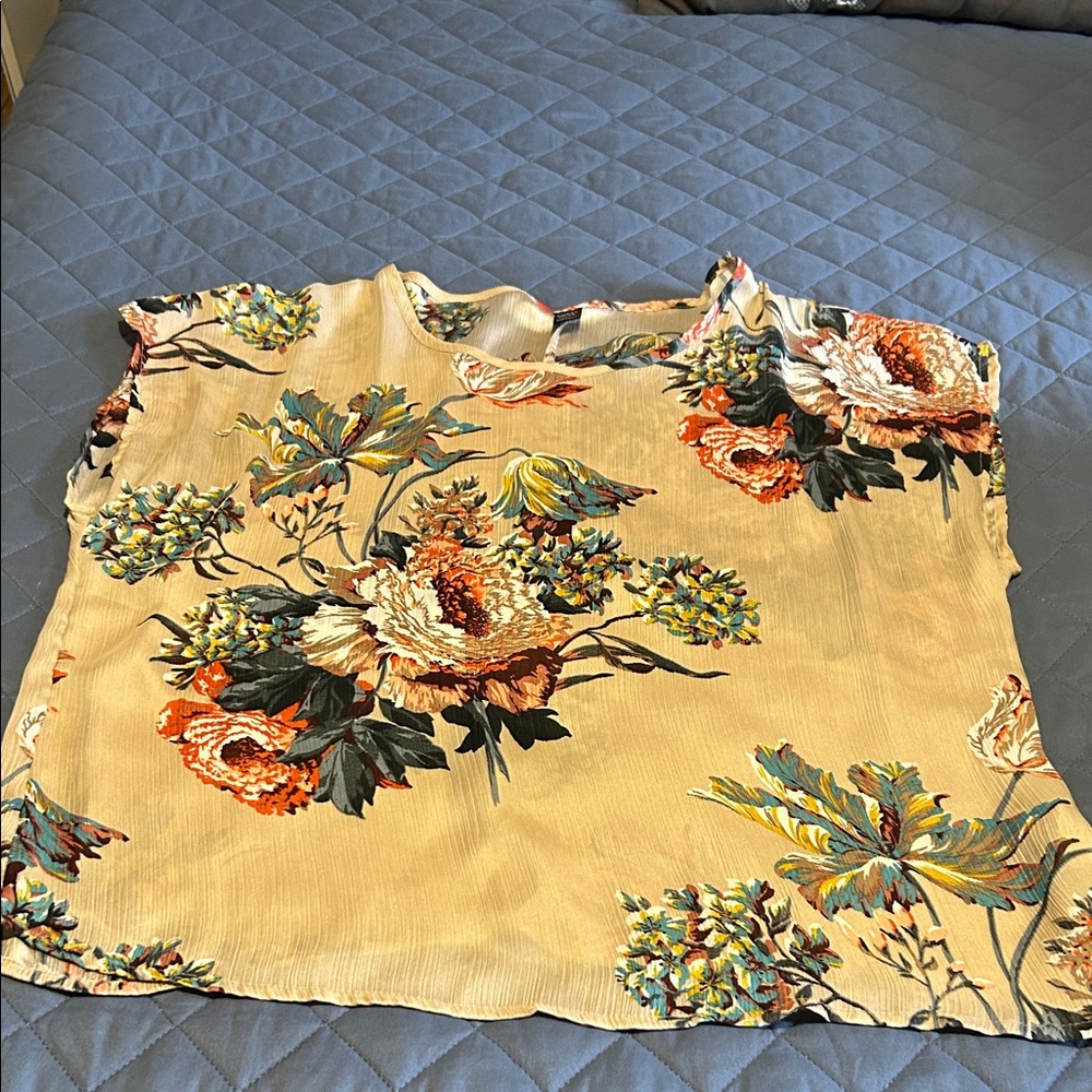 Emery Rose Women's Floral Top - Cream and Multicolor - Picture 2 of 4